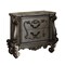 Saltoro Sherpi Two Drawer Nightstand With Oversized Scrolled Legs In Antique Platinum Finish-